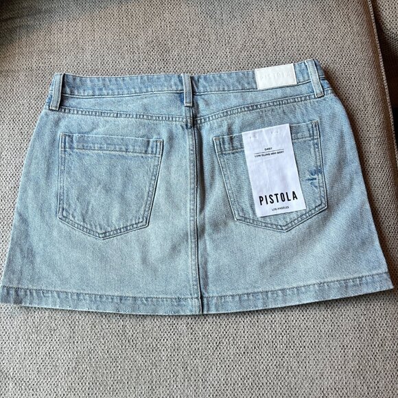 Pistola Daisy Low Slung Mini Skirt Denim Nimes Wash Size 31 NWT - Picture 3 of 10